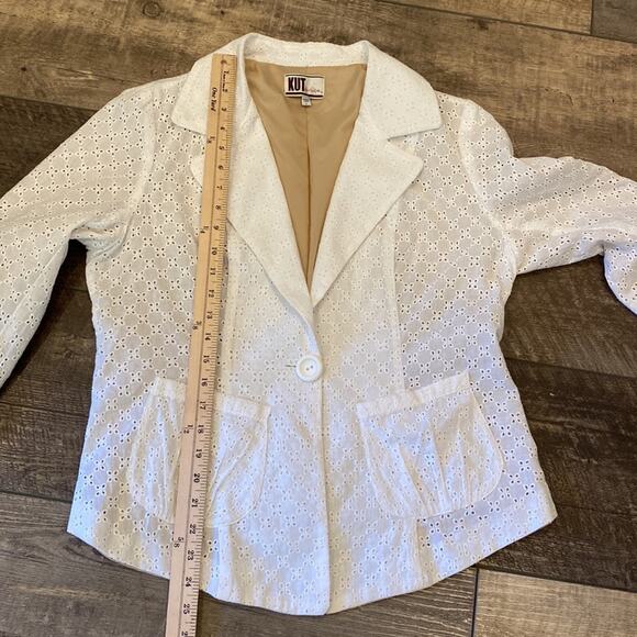 Kut from the Kloth Eyelet White  Blazer L - Picture 6 of 10